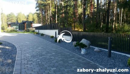Забор из алюминия на неровном участке фото